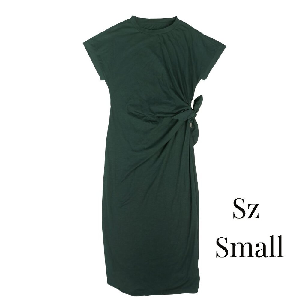 Green T-Shirt Dress NWT Christmas Sz Small Cupshe Ankle Length Side Sash